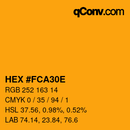 Color code: HEX #FCA30E | qconv.com