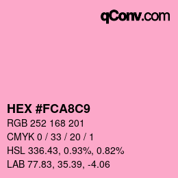 颜色代码: HEX #FCA8C9 | qconv.com