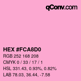 颜色代码: HEX #FCA8D0 | qconv.com