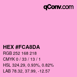 颜色代码: HEX #FCA8DA | qconv.com