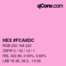 颜色代码: HEX #FCA8DC | qconv.com