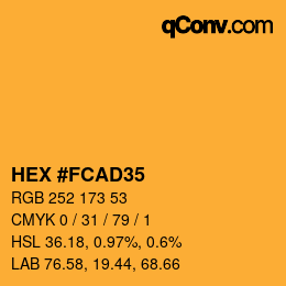 Color code: HEX #FCAD35 | qconv.com