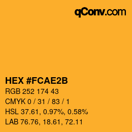 Color code: HEX #FCAE2B | qconv.com