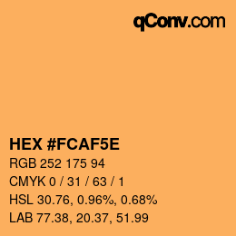 Color code: HEX #FCAF5E | qconv.com