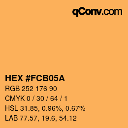 颜色代码: HEX #FCB05A | qconv.com