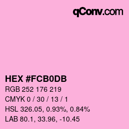 カラーコード: HEX #FCB0DB | qconv.com