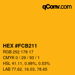 カラーコード: HEX #FCB211 | qconv.com