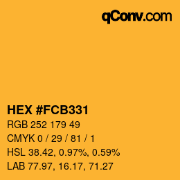 Código de color: HEX #FCB331 | qconv.com
