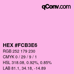 Color code: HEX #FCB3E6 | qconv.com