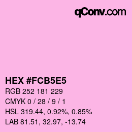 カラーコード: HEX #FCB5E5 | qconv.com