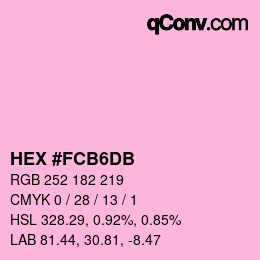 颜色代码: HEX #FCB6DB | qconv.com
