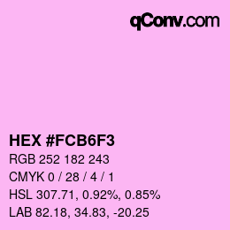 カラーコード: HEX #FCB6F3 | qconv.com