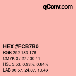 カラーコード: HEX #FCB7B0 | qconv.com