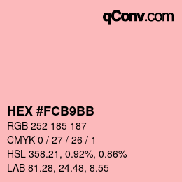 カラーコード: HEX #FCB9BB | qconv.com