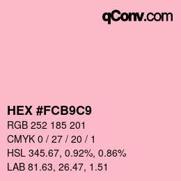 カラーコード: HEX #FCB9C9 | qconv.com
