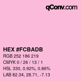 カラーコード: HEX #FCBADB | qconv.com