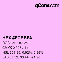 颜色代码: HEX #FCBBFA | qconv.com