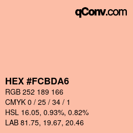 カラーコード: HEX #FCBDA6 | qconv.com