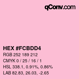 カラーコード: HEX #FCBDD4 | qconv.com