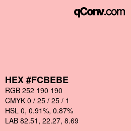 Farbcode: HEX #FCBEBE | qconv.com