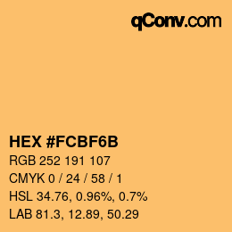 Color code: HEX #FCBF6B | qconv.com
