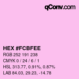 Color code: HEX #FCBFEE | qconv.com