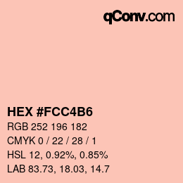 颜色代码: HEX #FCC4B6 | qconv.com