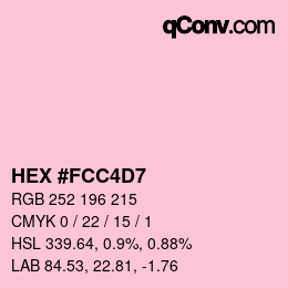 カラーコード: HEX #FCC4D7 | qconv.com