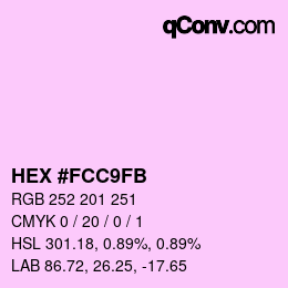 颜色代码: HEX #FCC9FB | qconv.com