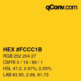 カラーコード: HEX #FCCC1B | qconv.com
