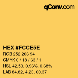 Farbcode: HEX #FCCE5E | qconv.com