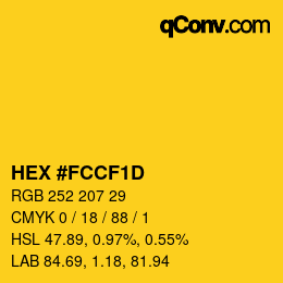 Farbcode: HEX #FCCF1D | qconv.com