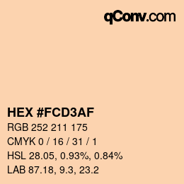 Color code: HEX #FCD3AF | qconv.com