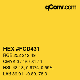 Código de color: HEX #FCD431 | qconv.com