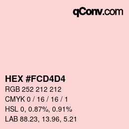 Code couleur: HEX #FCD4D4 | qconv.com