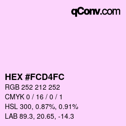 Color code: HEX #FCD4FC | qconv.com