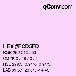 颜色代码: HEX #FCD5FD | qconv.com