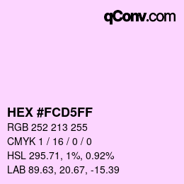 カラーコード: HEX #FCD5FF | qconv.com
