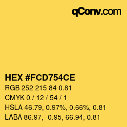 Code couleur: HEX #FCD754CE | qconv.com
