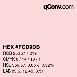 颜色代码: HEX #FCD9DB | qconv.com