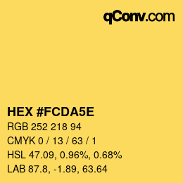Code couleur: HEX #FCDA5E | qconv.com