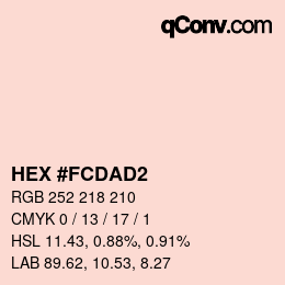 カラーコード: HEX #FCDAD2 | qconv.com