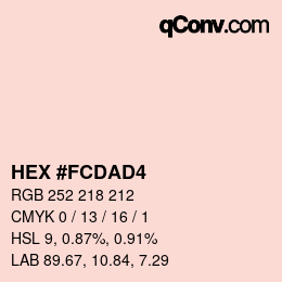 カラーコード: HEX #FCDAD4 | qconv.com