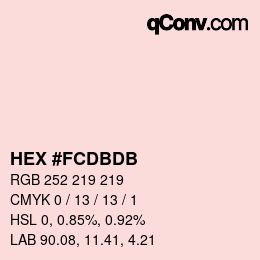 カラーコード: HEX #FCDBDB | qconv.com