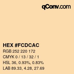 カラーコード: HEX #FCDCAC | qconv.com