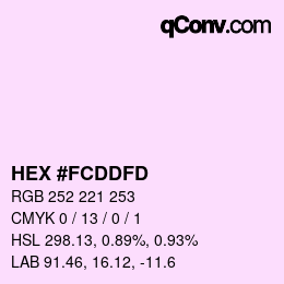 カラーコード: HEX #FCDDFD | qconv.com
