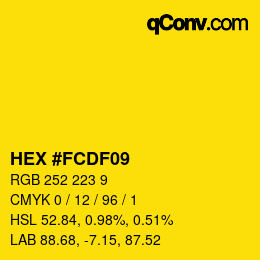 颜色代码: HEX #FCDF09 | qconv.com