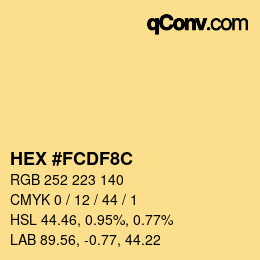 Color code: HEX #FCDF8C | qconv.com