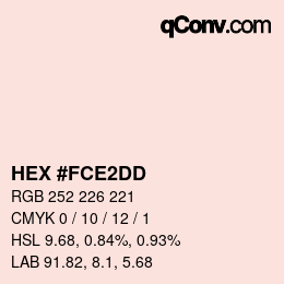 カラーコード: HEX #FCE2DD | qconv.com