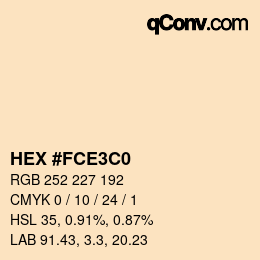 Color code: HEX #FCE3C0 | qconv.com